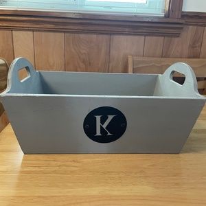 New wood container with handles letter K on it!!